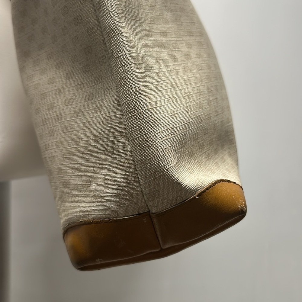 Gucci Signature East West Tote Shoulder Bag Purse Vintage 1980's Cream Tan Red - Picture 8 of 16